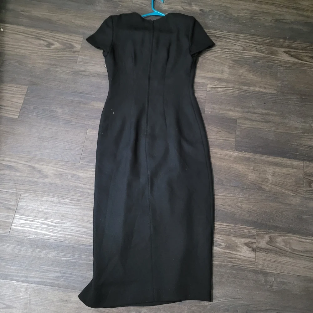 Vintage 90s Black Sheath Dress with Side Button Detail Size 6 - Picture 2 of 4